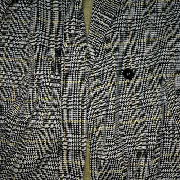 MELLODAY Plaid Trench Coat • Yellow & Black Clueless • Back to School Medium - Picture 4 of 10